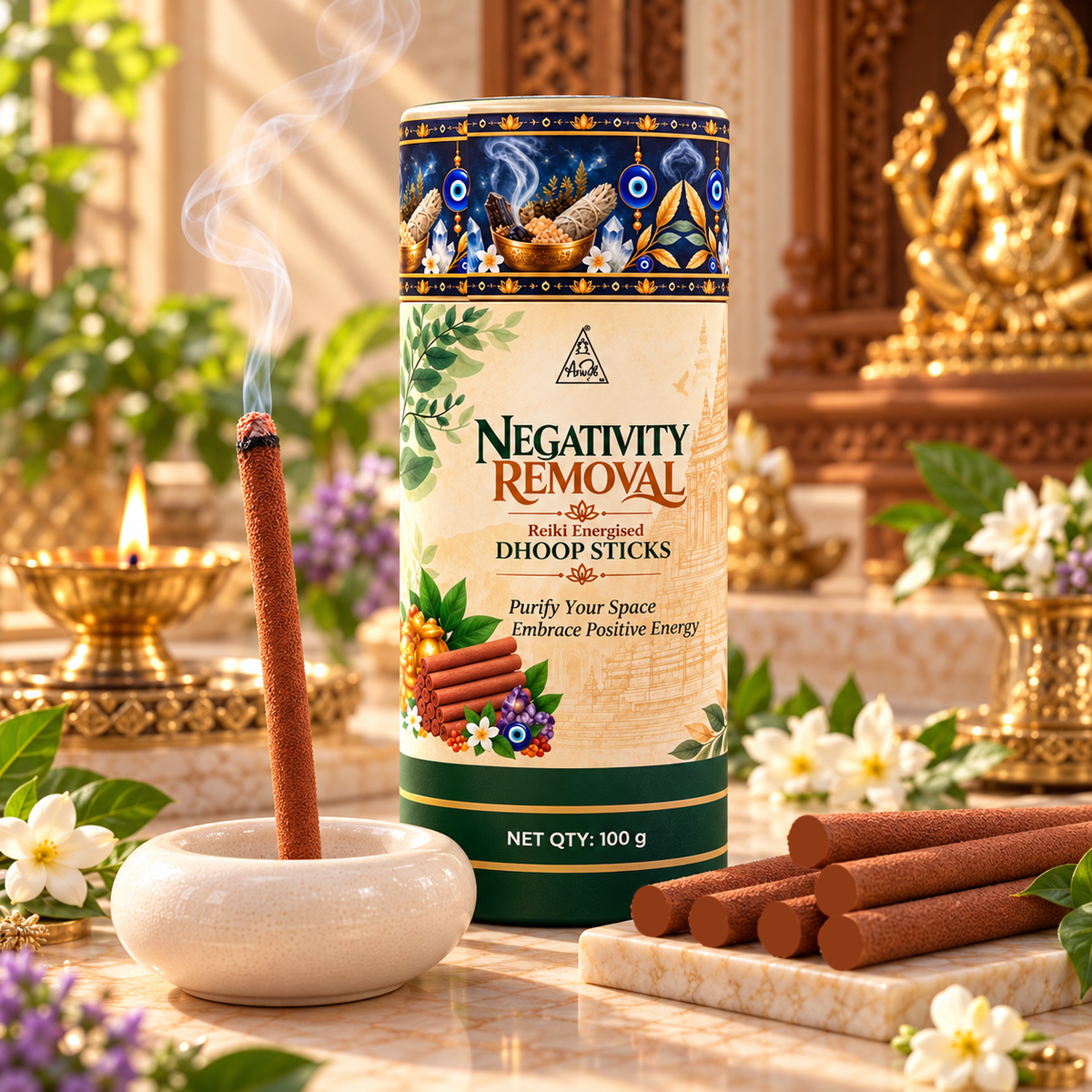 NEGATIVITY REMOVAL Reiki Energised Dhoop Sticks – 100 g