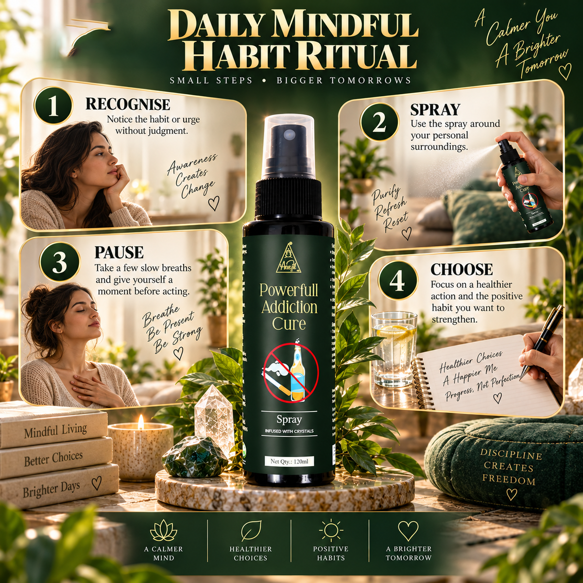 Powerful Addiction Cure Spray | Reiki Energized | Aromatherapy (120ml)
