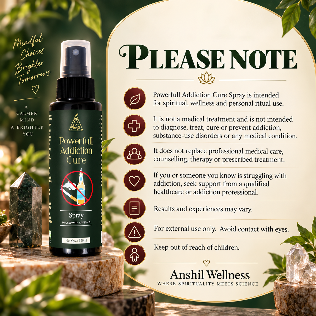 Powerful Addiction Cure Spray | Reiki Energized | Aromatherapy (120ml)