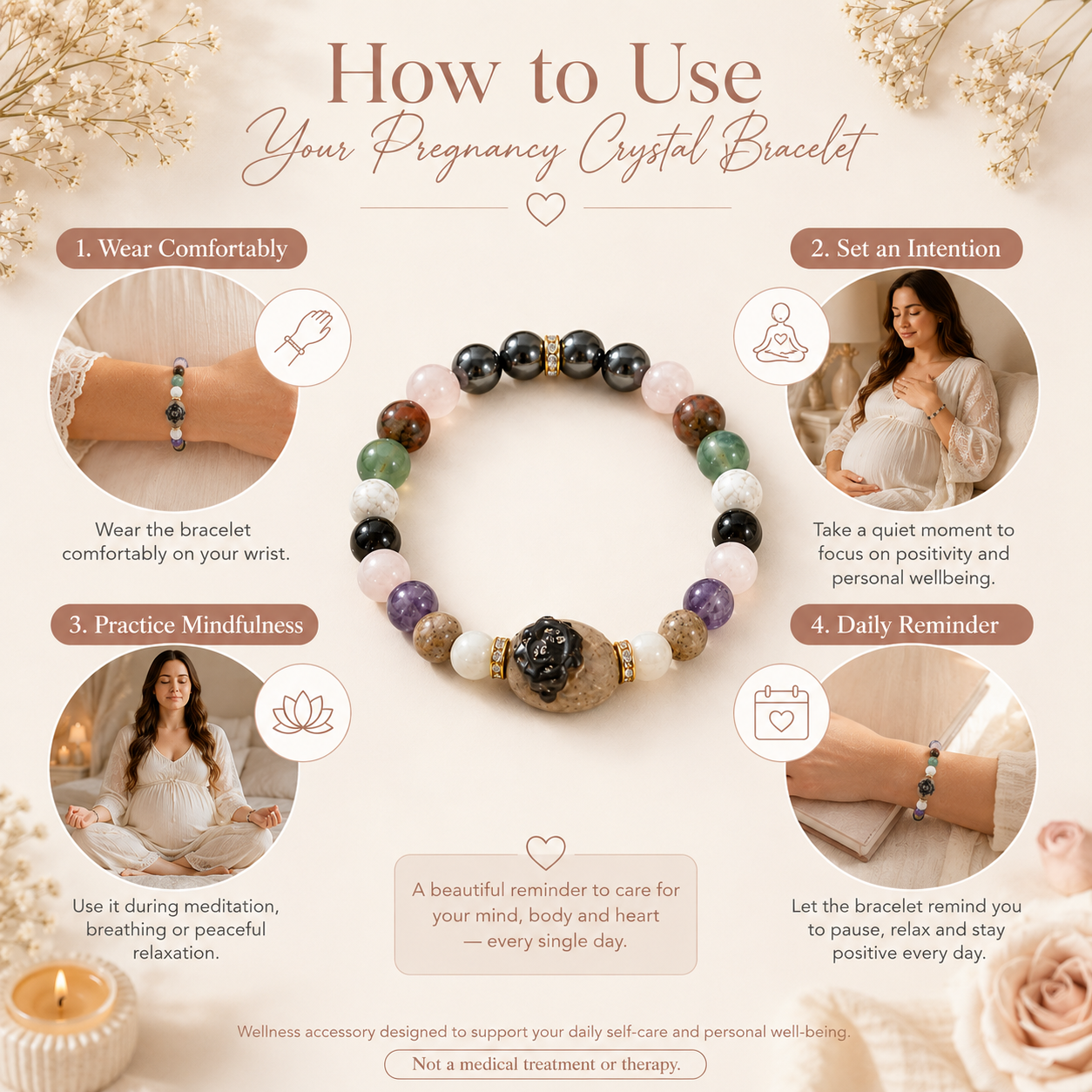Pregnancy Crystal Bracelet | Crystal Wellness & Mindfulness Bracelet