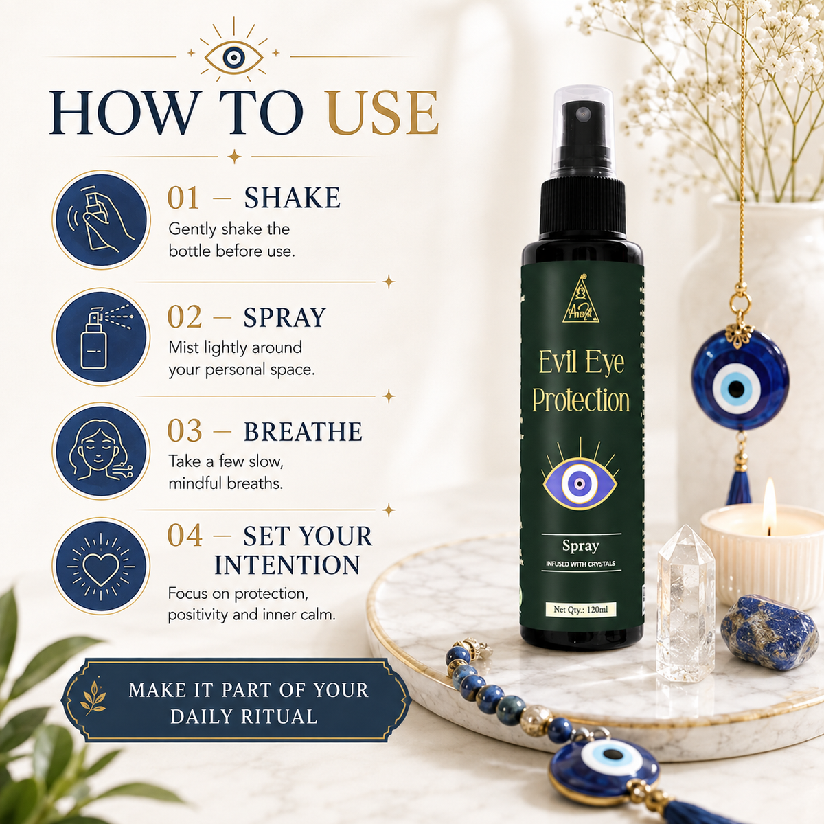 Evil Eye Protection spray | Reiki Energized | Aromatherapy (120ml)