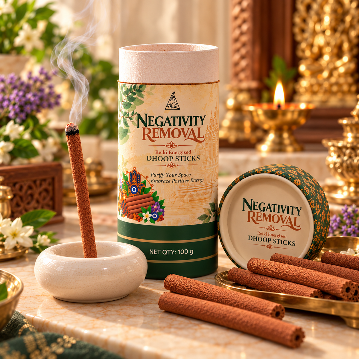 NEGATIVITY REMOVAL Reiki Energised Dhoop Sticks – 100 g