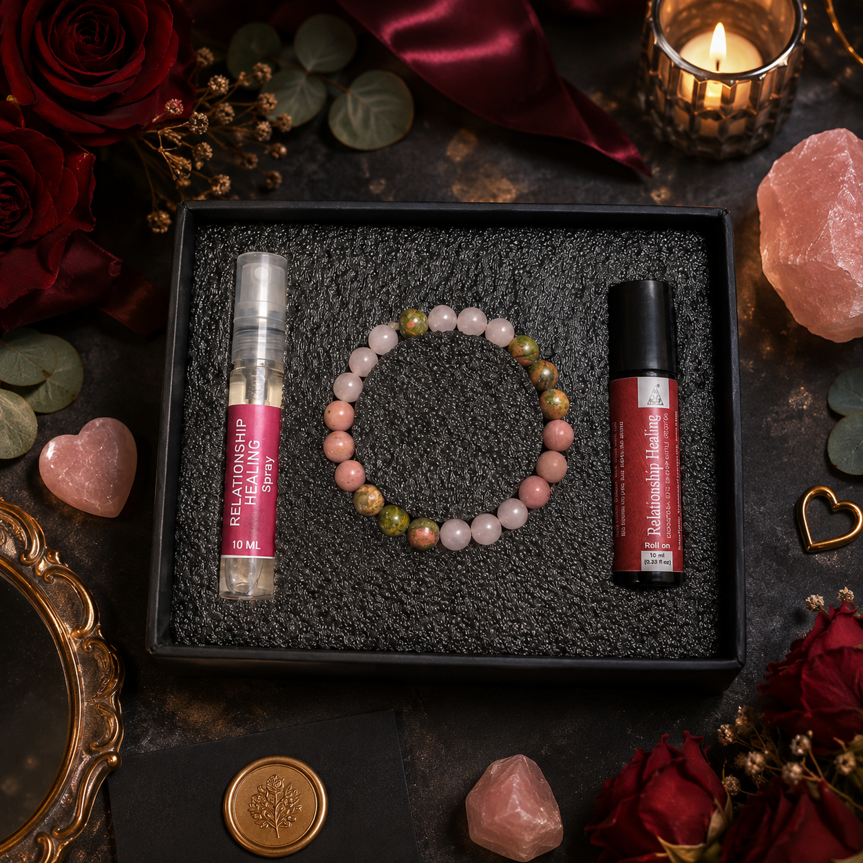 Relationship healing Kit | Bracelet, Essential Oil (Roll On) and Spray