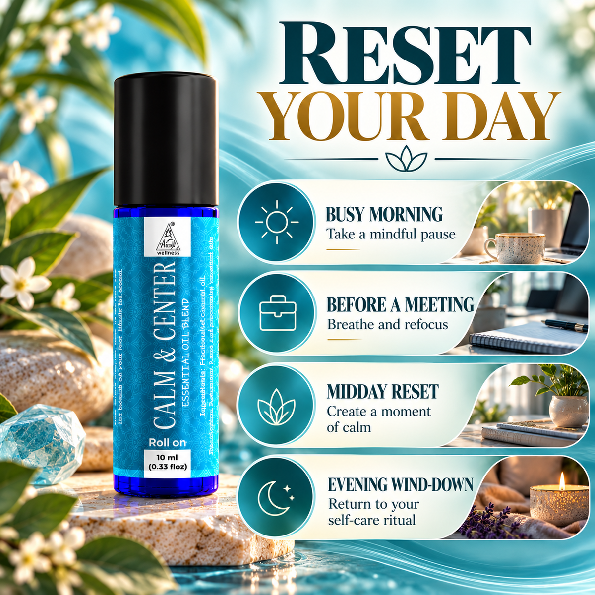 Calm & Center Essential Oil Roll on (10ml)