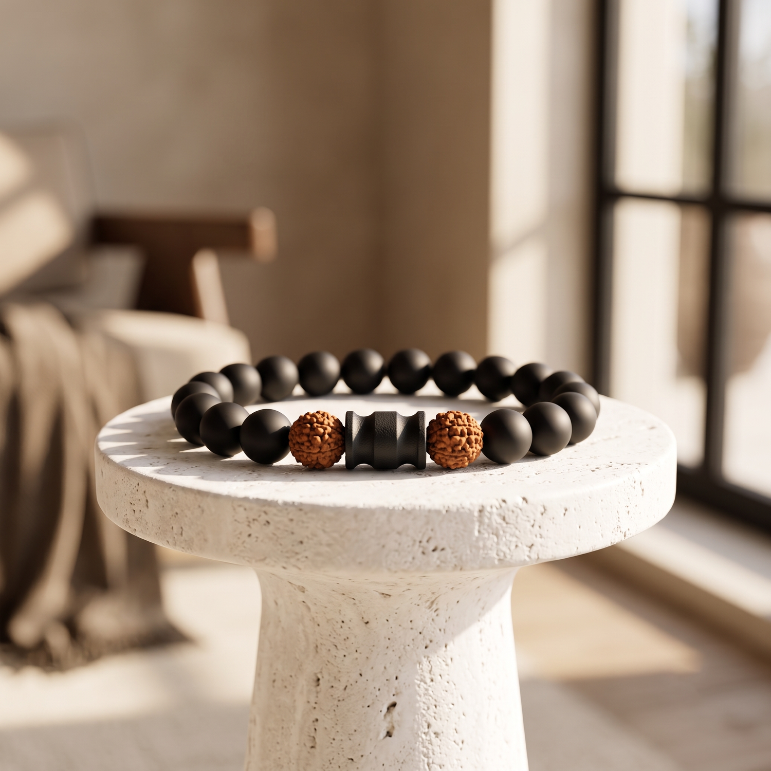 Rudraksha Karungali Healing Bracelet With Damru