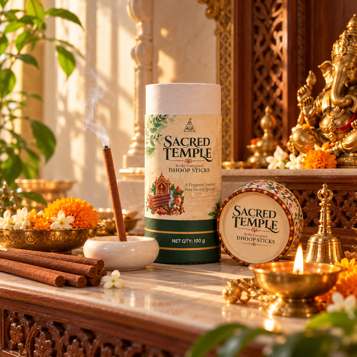 SACRED TEMPLE Reiki Energised Dhoop Sticks – 100 g