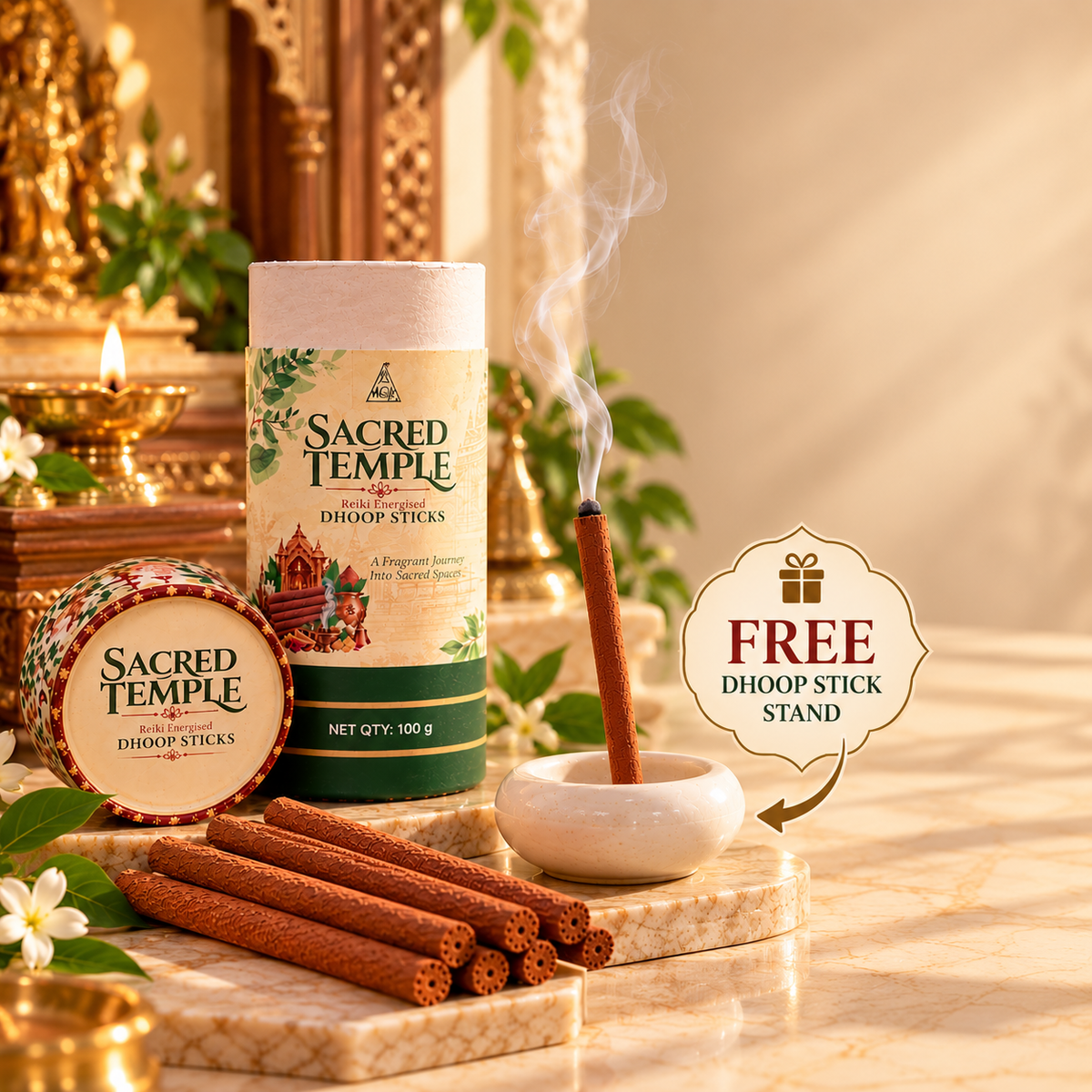 SACRED TEMPLE Reiki Energised Dhoop Sticks – 100 g