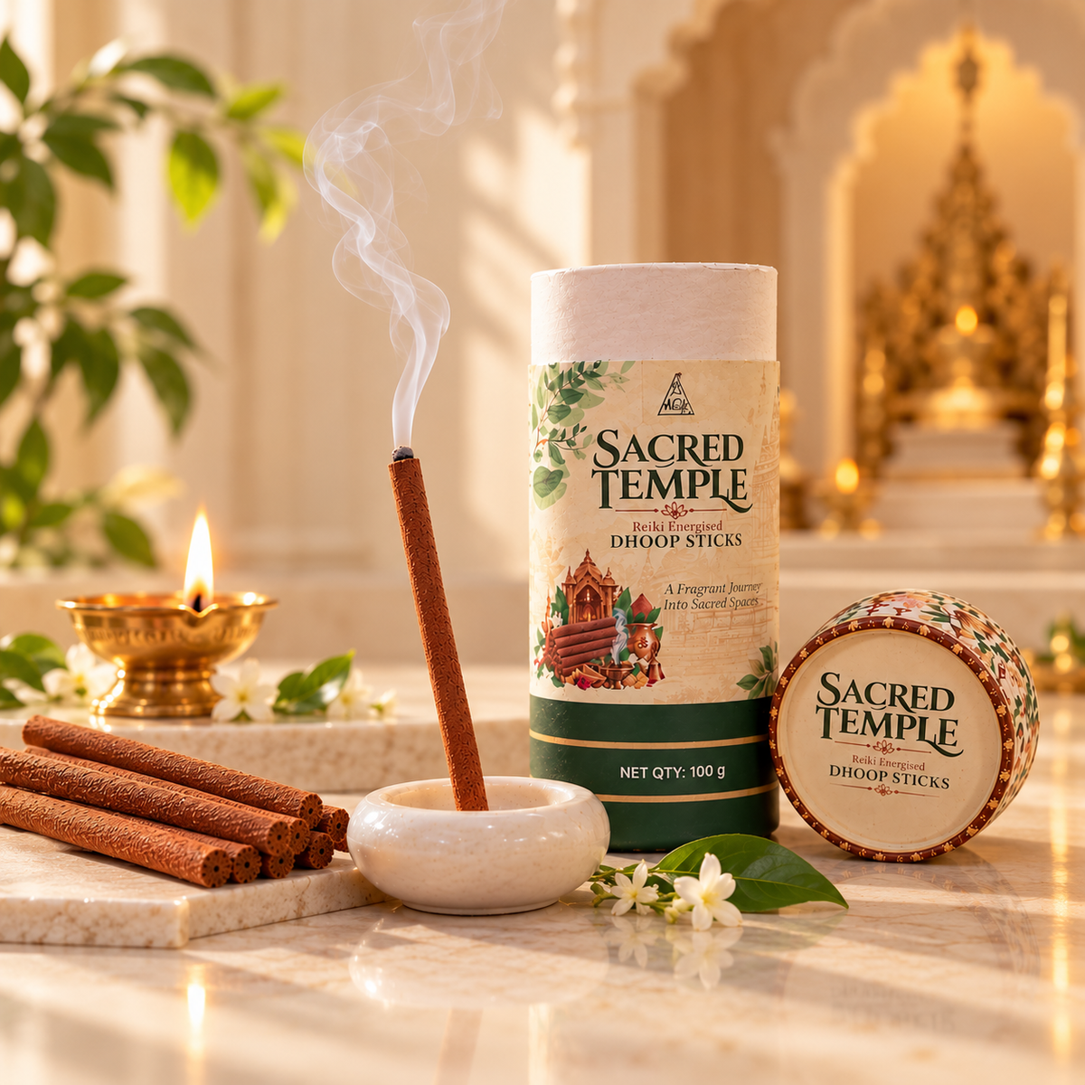 SACRED TEMPLE Reiki Energised Dhoop Sticks – 100 g
