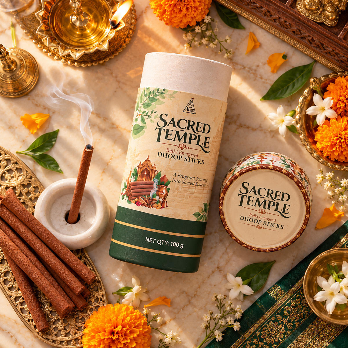 SACRED TEMPLE Reiki Energised Dhoop Sticks – 100 g