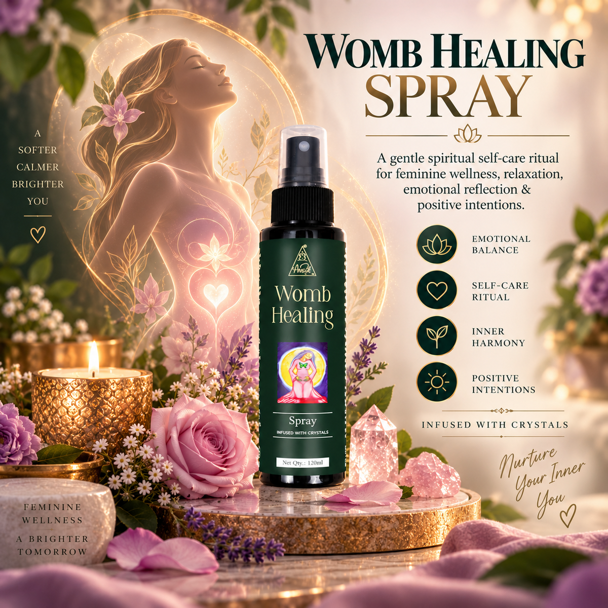 Womb Healing Spray | Reiki Energized | Aromatherapy (120ml)