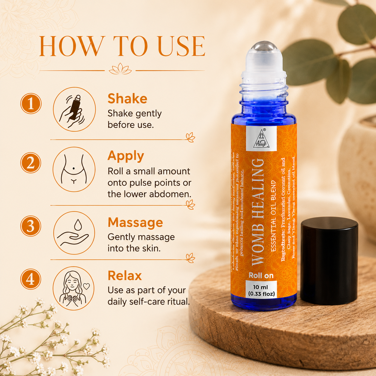 Womb Healing Essential Oil Roll on (10ml)