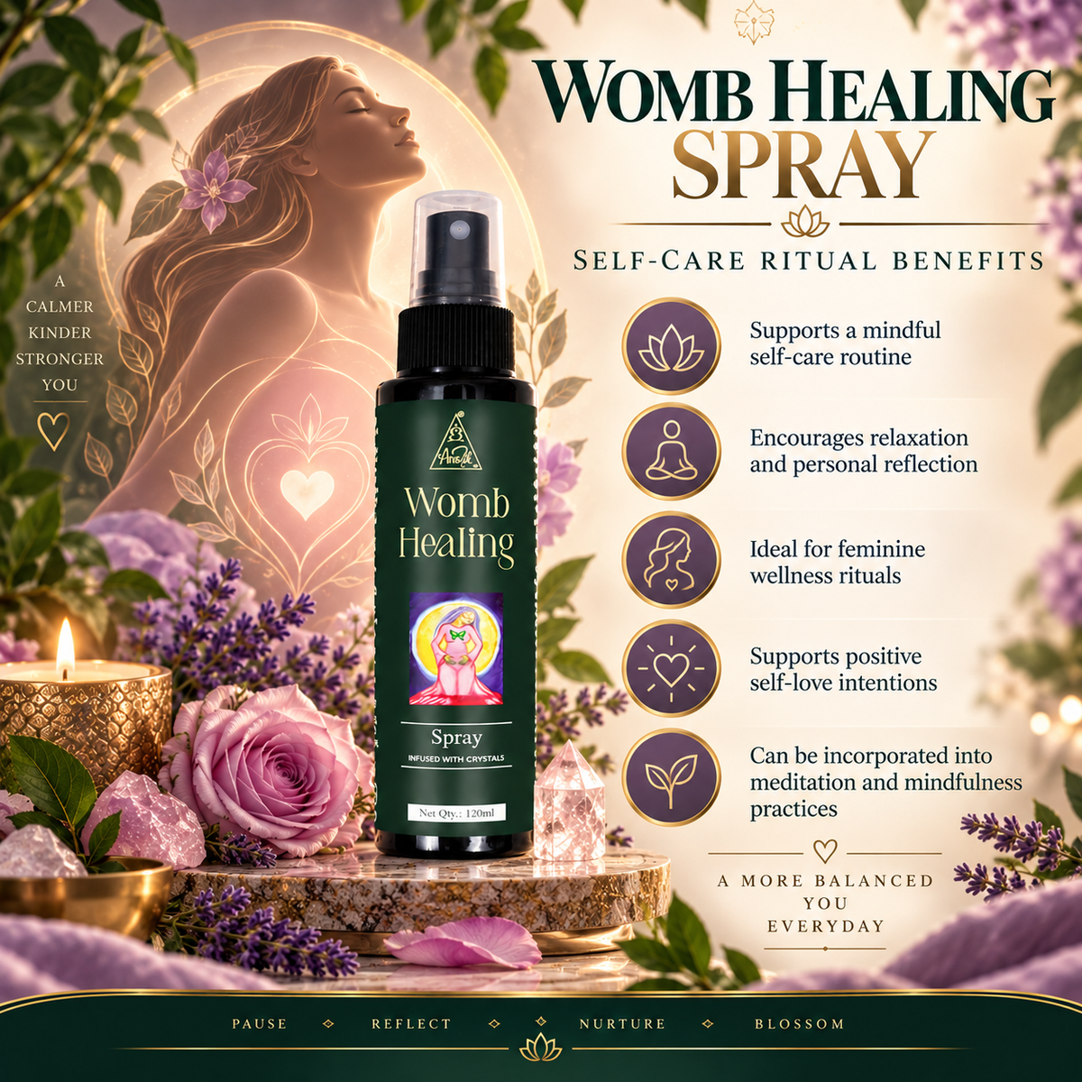Womb Healing Spray | Reiki Energized | Aromatherapy (120ml)