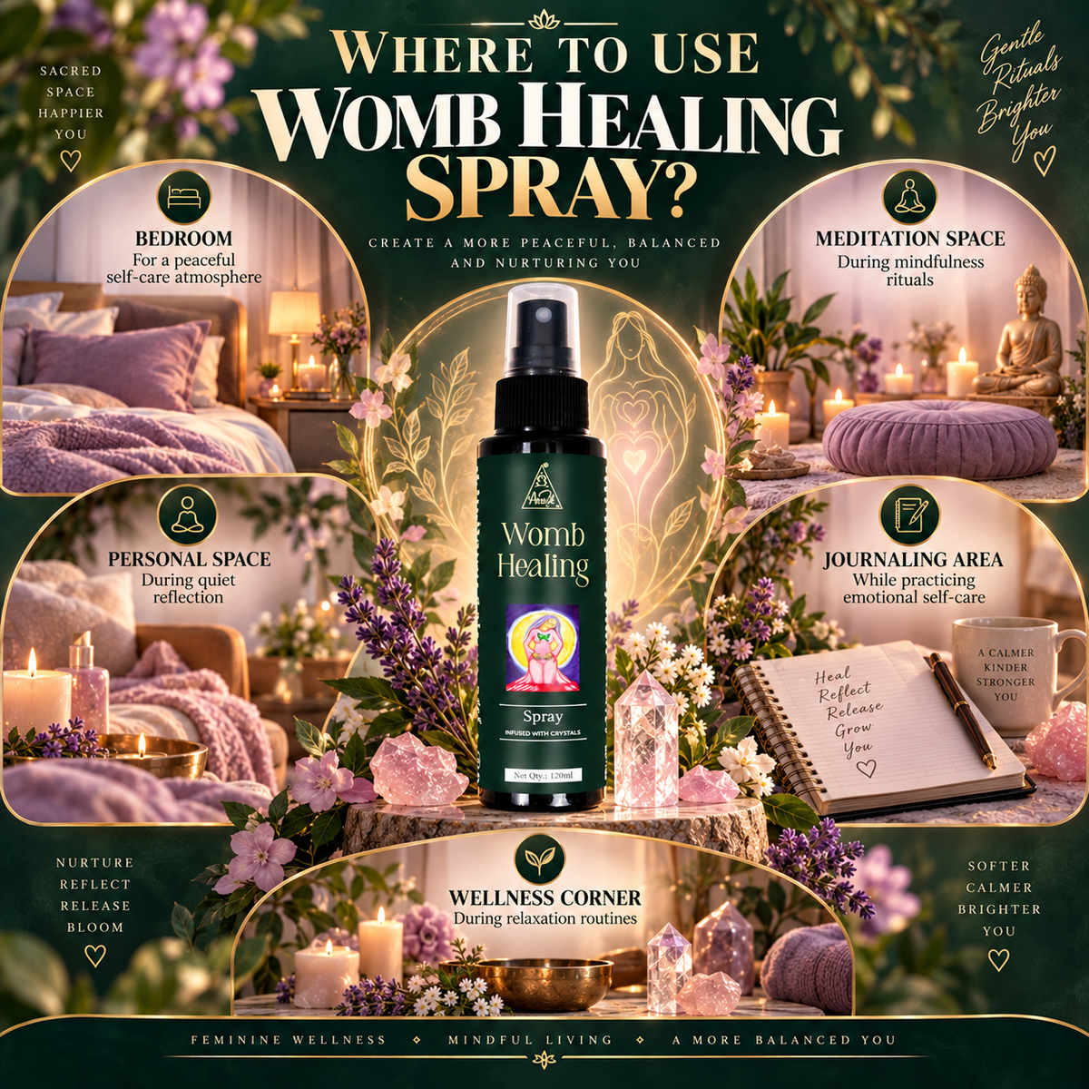 Womb Healing Spray | Reiki Energized | Aromatherapy (120ml)