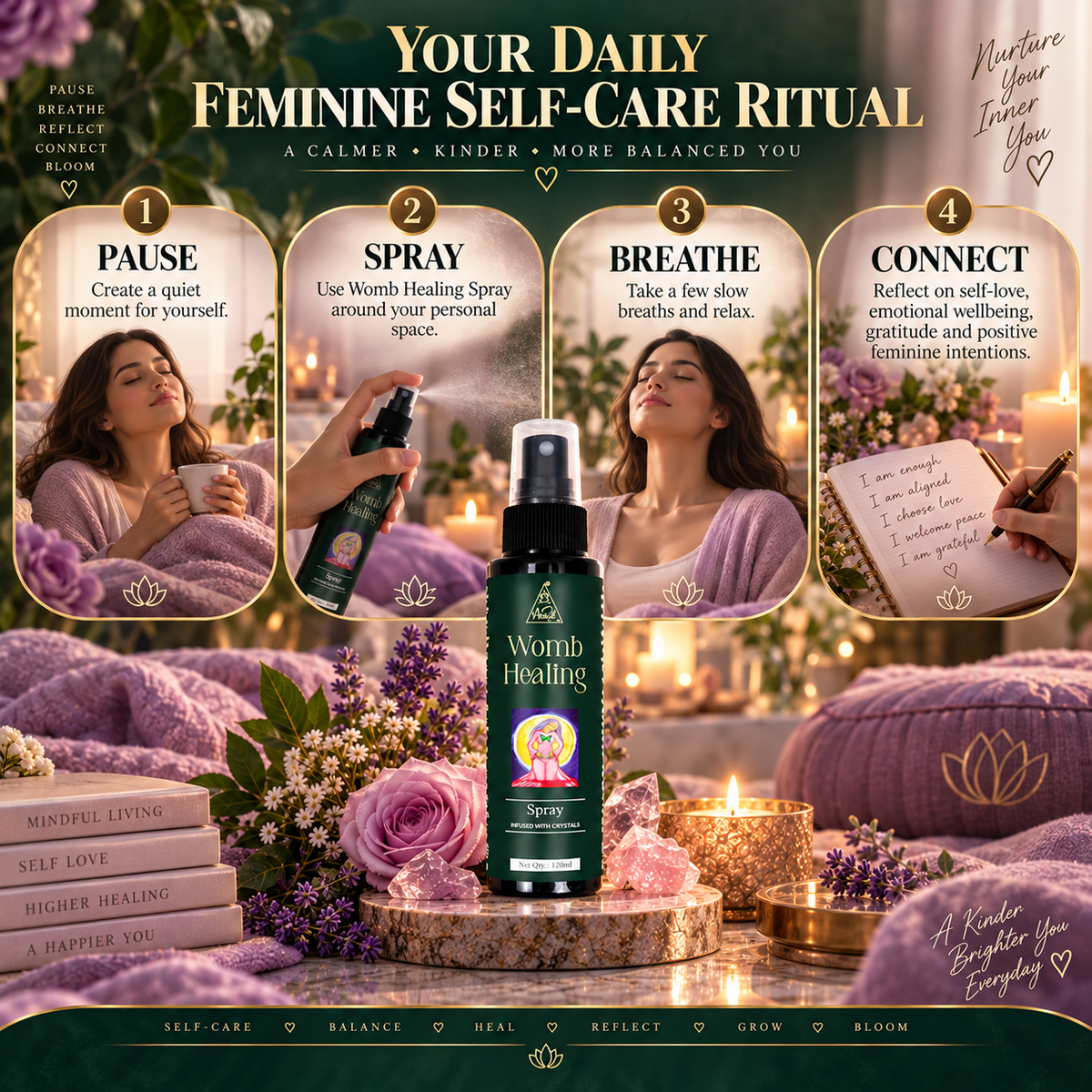 Womb Healing Spray | Reiki Energized | Aromatherapy (120ml)