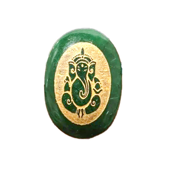 Natural Green Jade Stone | Shree Ganesha and Shree Laxmi