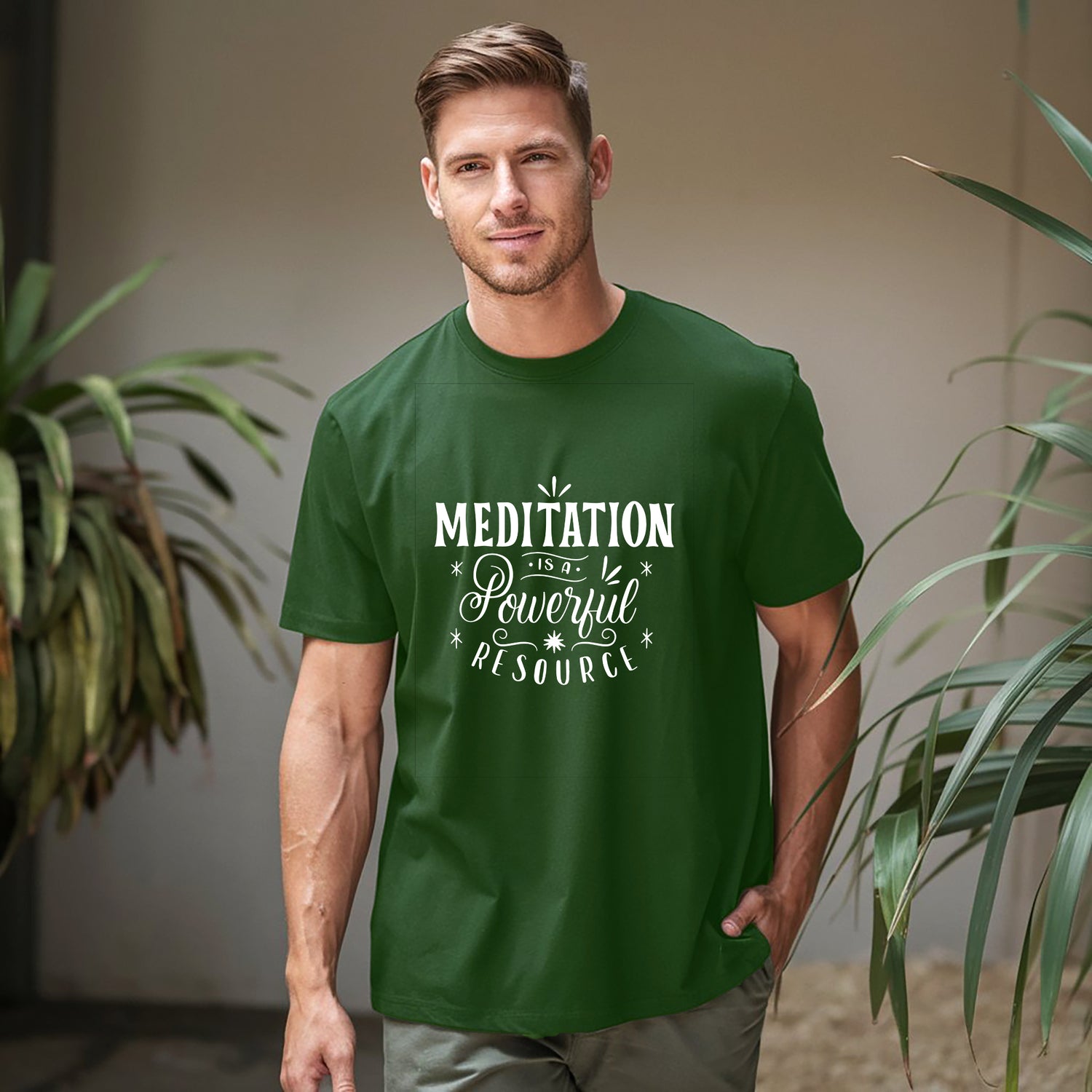 meditation is a powerful recourse Cotton Printed T-Shirt