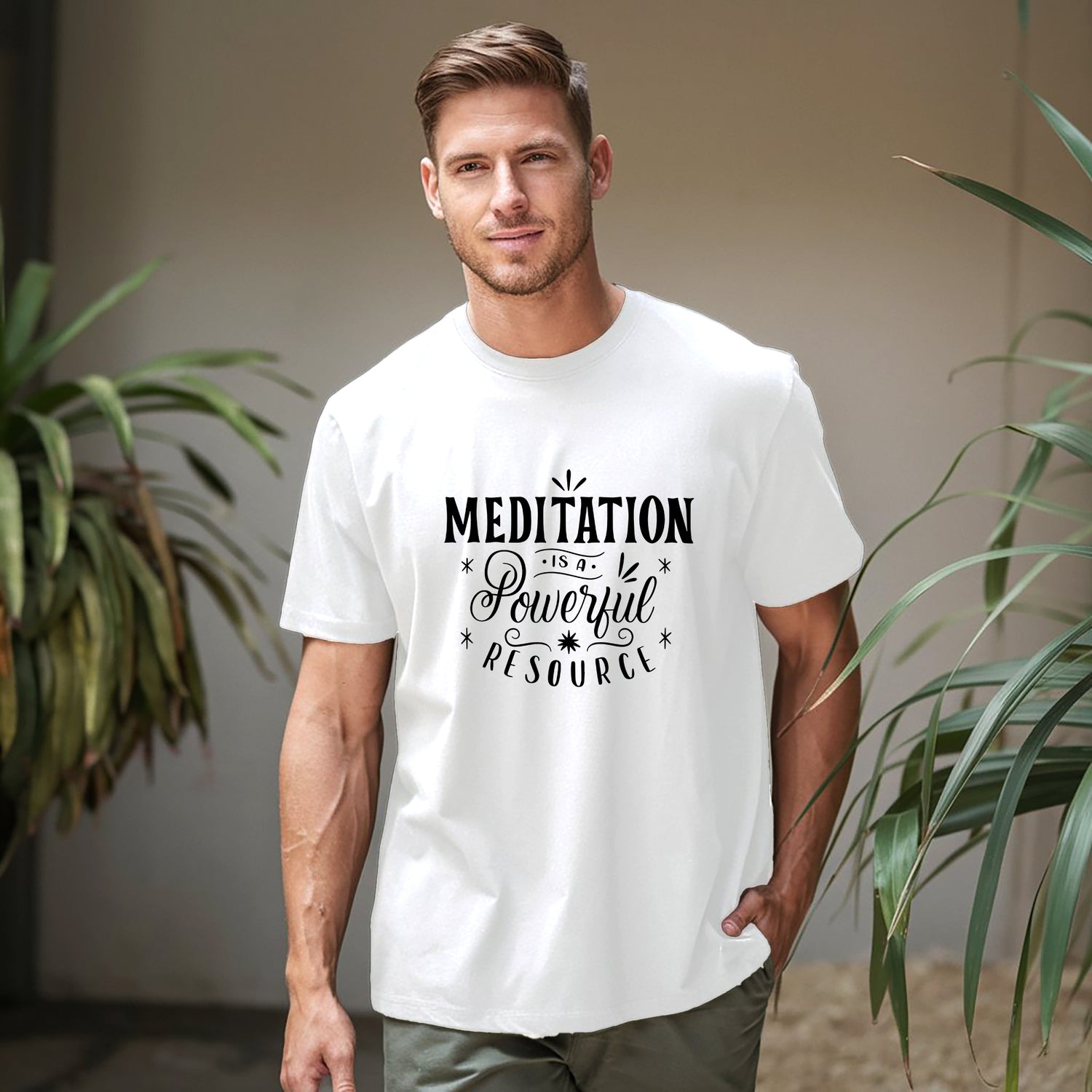 meditation is a powerful recourse Cotton Printed T-Shirt