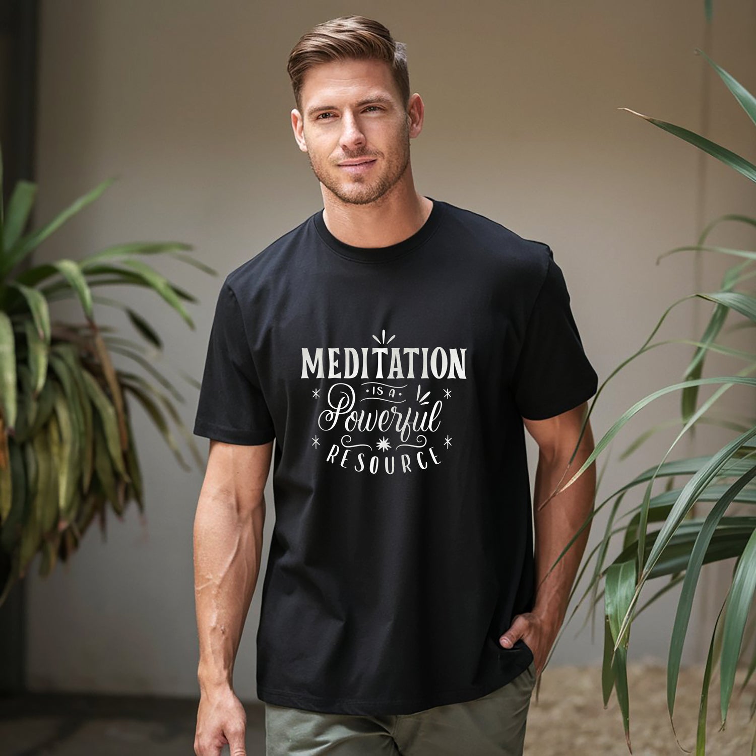 meditation is a powerful recourse Cotton Printed T-Shirt