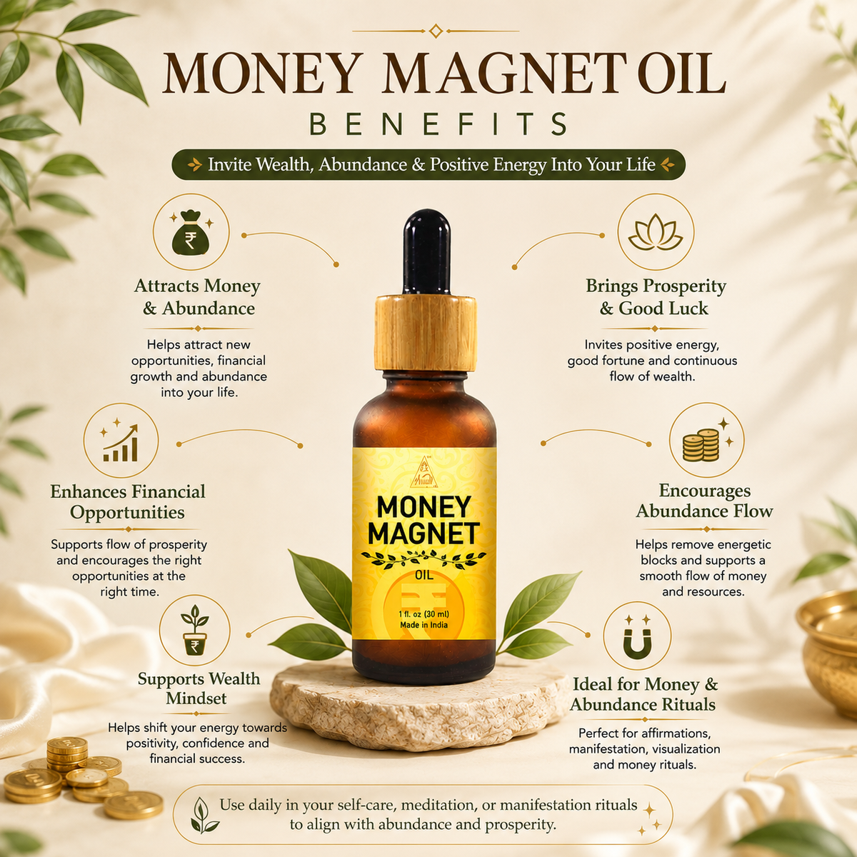 Money magnet oil | Reiki Energized | Aromatherapy | 30 ml