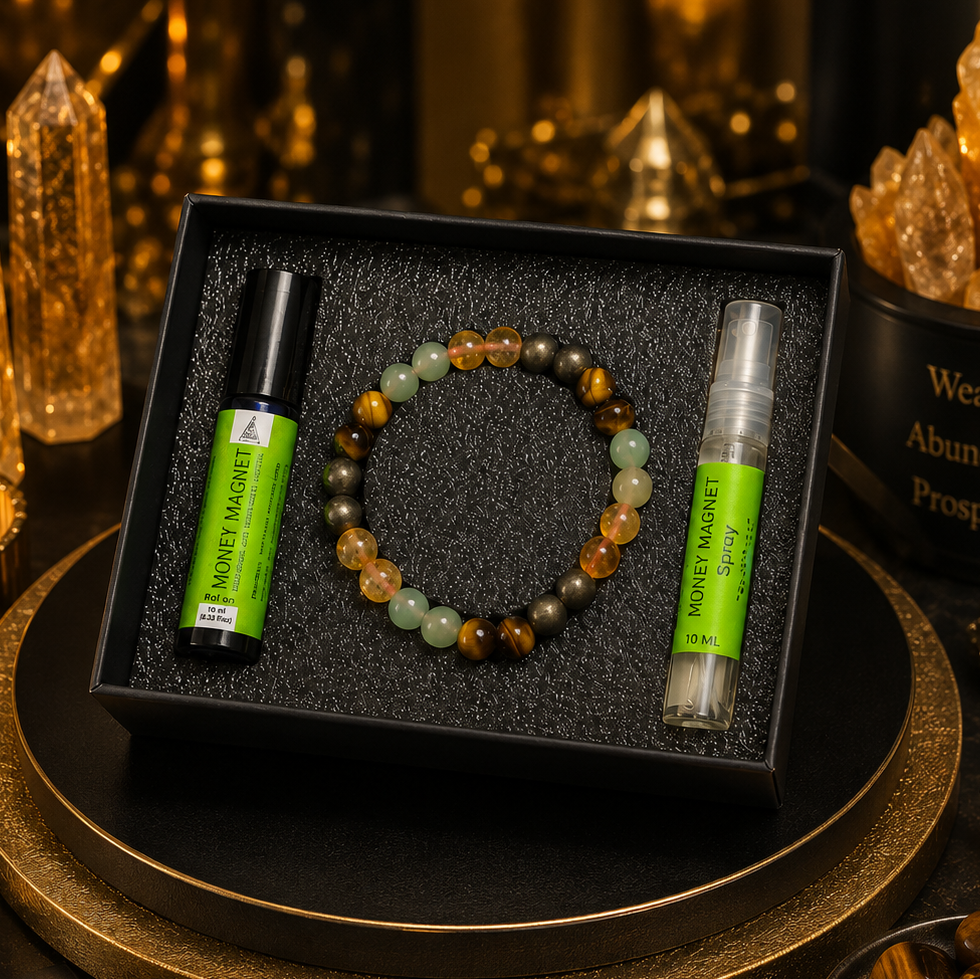 Money magnet Kit | Bracelet, Essential Oil (Roll On) and Spray