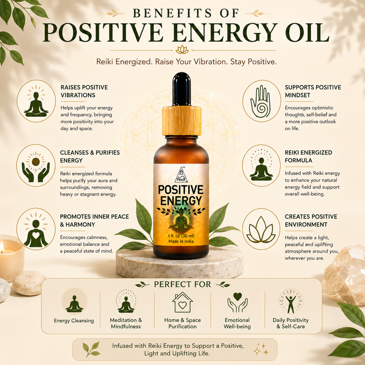 Positive energy oil | Reiki Energized | Aromatherapy | 30 ml