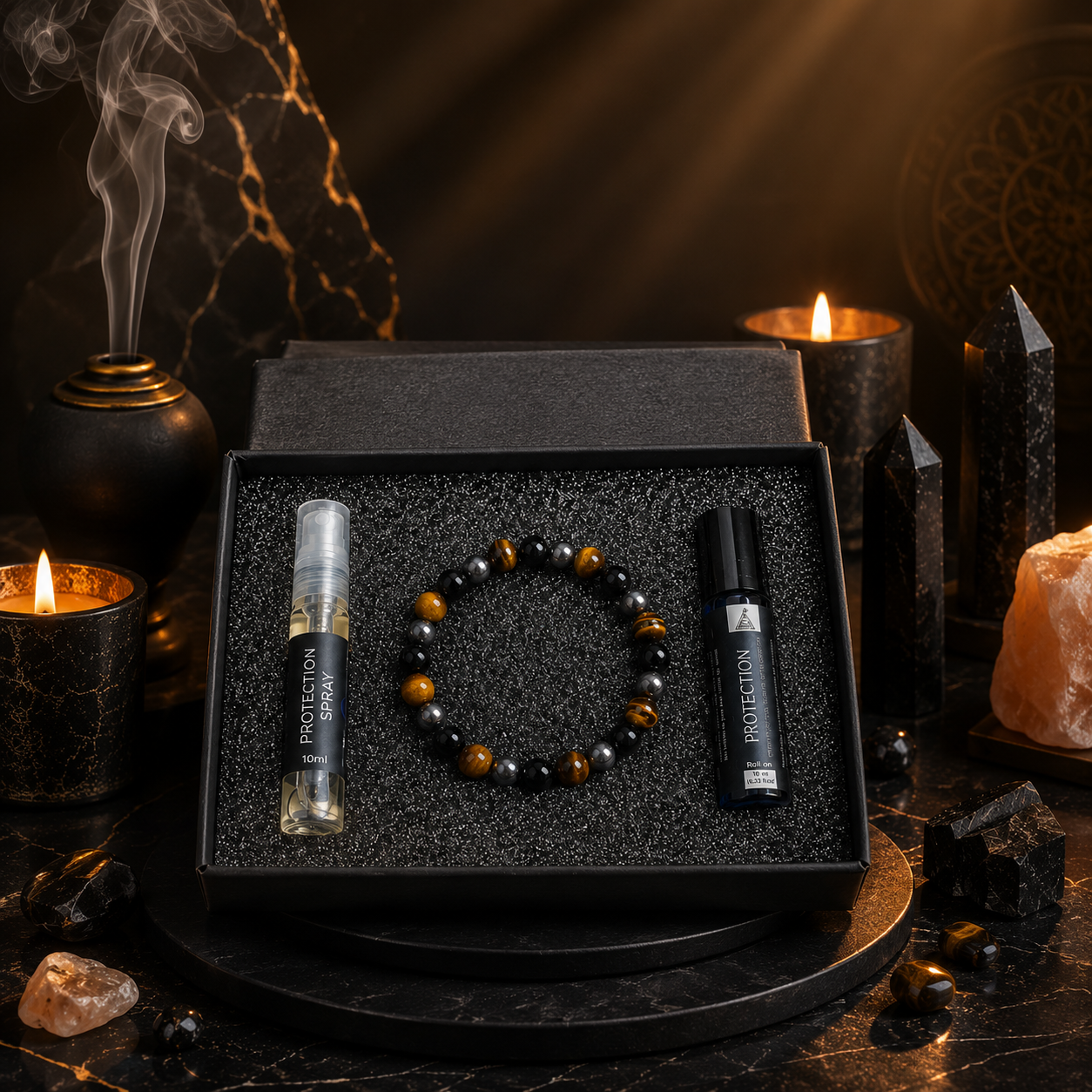 Protection Kit | Bracelet, Essential Oil (Roll On) and Spray
