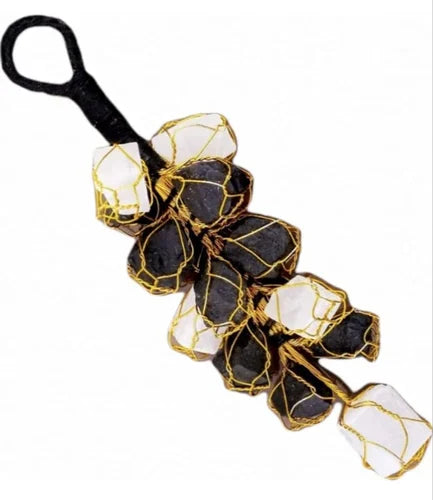 Black Tourmaline with Selenite Car Hanging Raw Stones