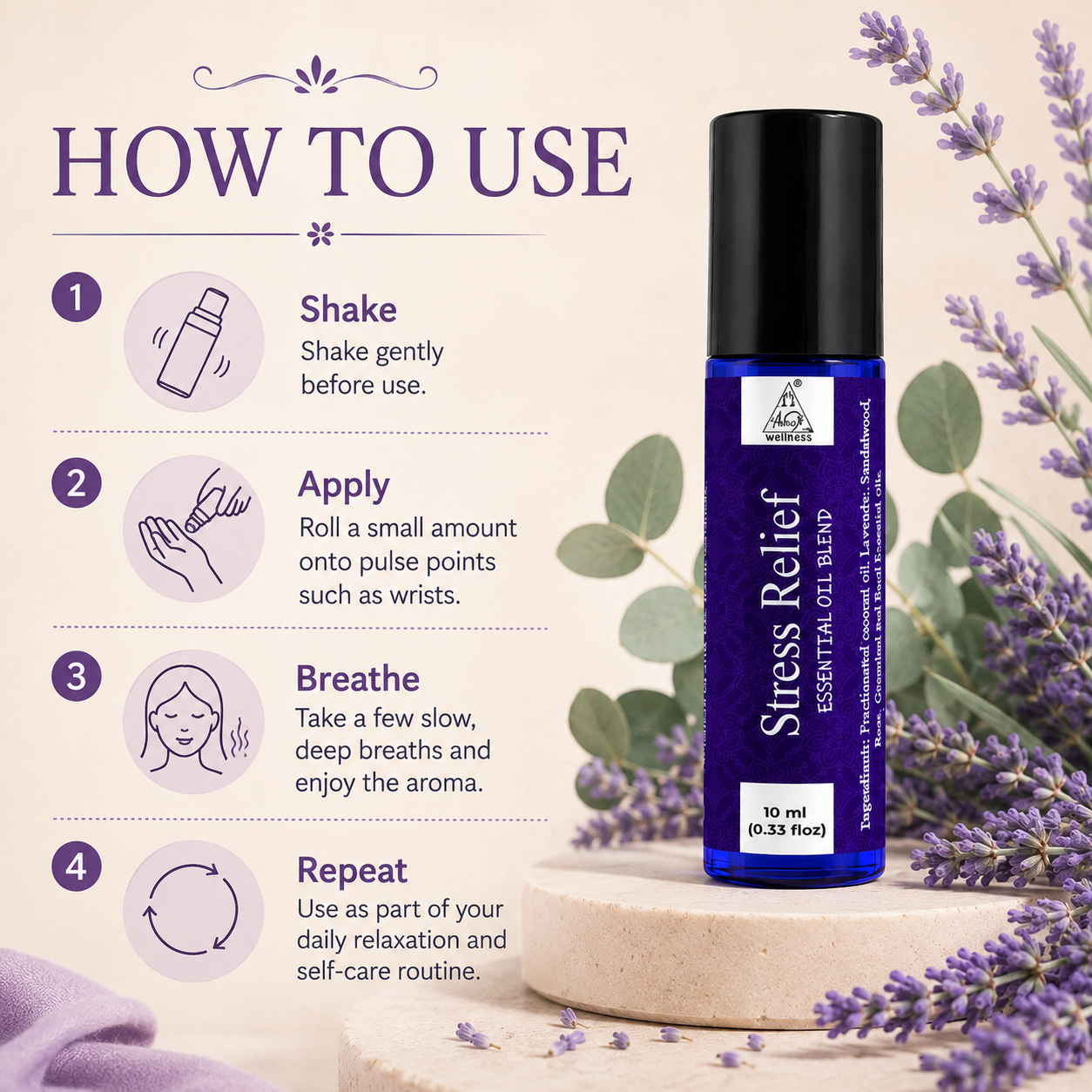 Stress relief Essential Oil Roll on (10ml)